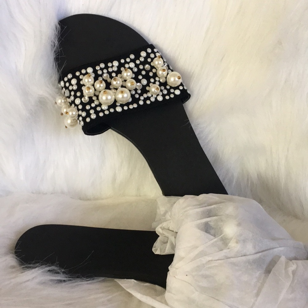 Black Pearl Sandal Slides